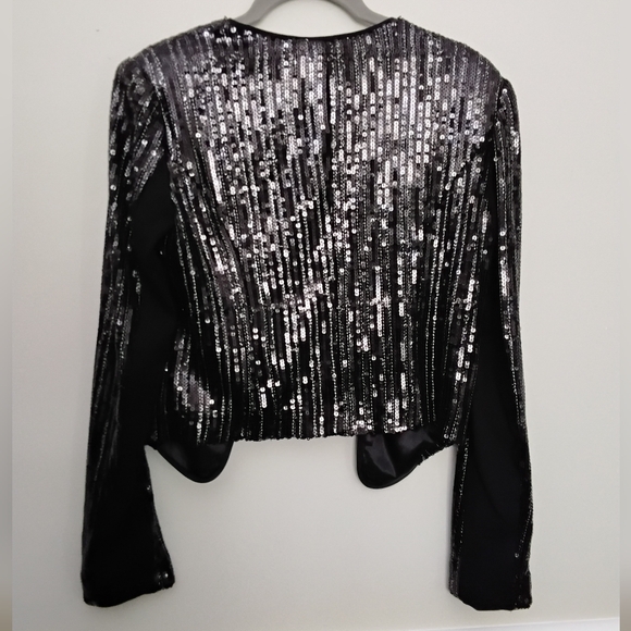 Cache Black Sequin Blazer Small - Picture 5 of 5